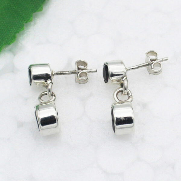 925 Sterling Silver Garnet Earrings Handmade Jewelry Gemstone Birthstone Earrings side picture