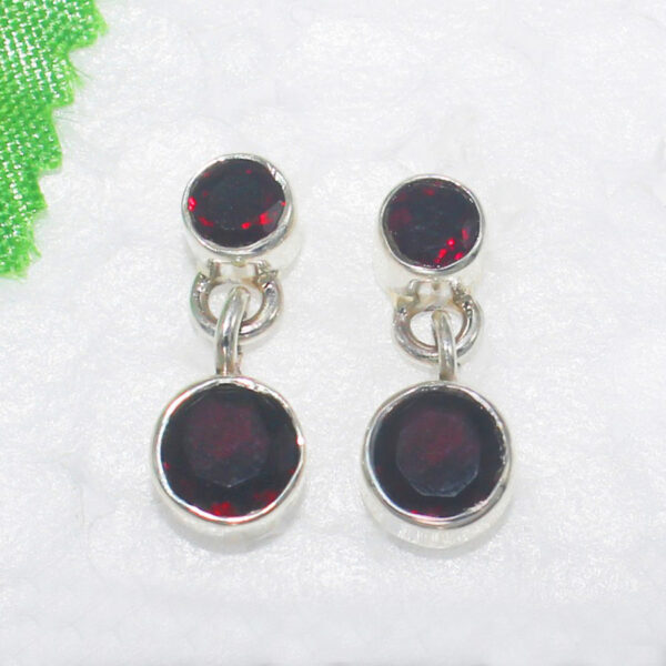 925 Sterling Silver Garnet Earrings Handmade Jewelry Gemstone Birthstone Earrings