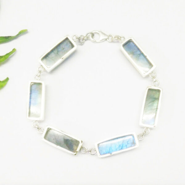 925 Sterling Silver Labradorite Bracelet Handmade Jewelry Gemstone Birthstone Bracelet back picture