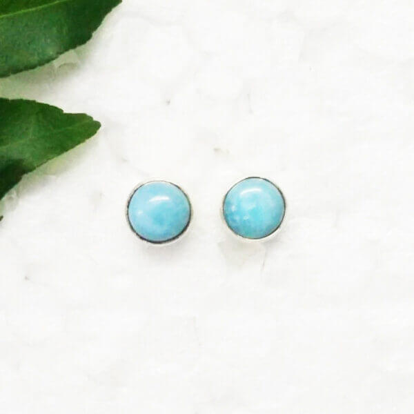 925 Sterling Silver Larimar Earrings Handmade Jewelry Gemstone Birthstone Earrings front picture