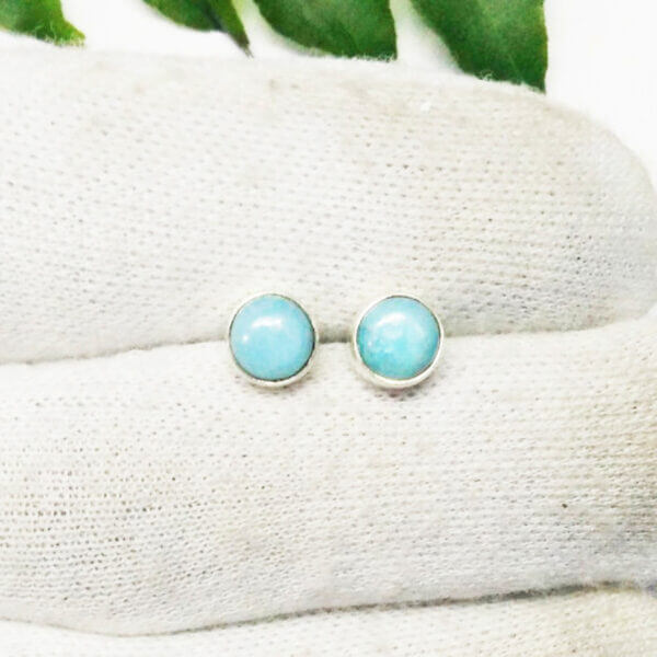 925 Sterling Silver Larimar Earrings Handmade Jewelry Gemstone Birthstone Earrings hand picture