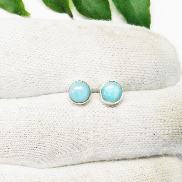 925 Sterling Silver Larimar Earrings Handmade Jewelry Gemstone Birthstone Earrings hand picture