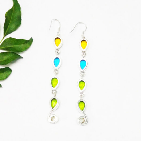 925 Sterling Silver Multi Stone Earrings Handmade Jewelry Gemstone Birthstone Earrings back picture