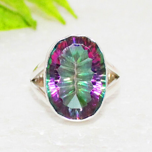 925 Sterling Silver Mystic Topaz Ring Handmade Jewelry Gemstone Birthstone Ring front picture