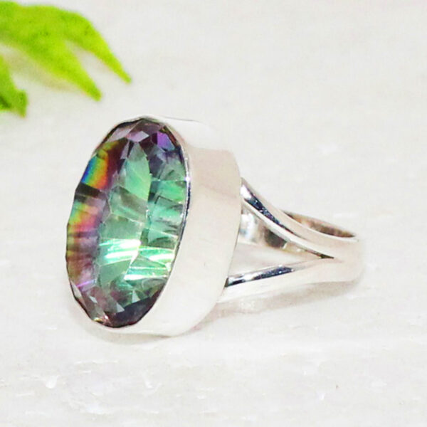 925 Sterling Silver Mystic Topaz Ring Handmade Jewelry Gemstone Birthstone Ring side picture