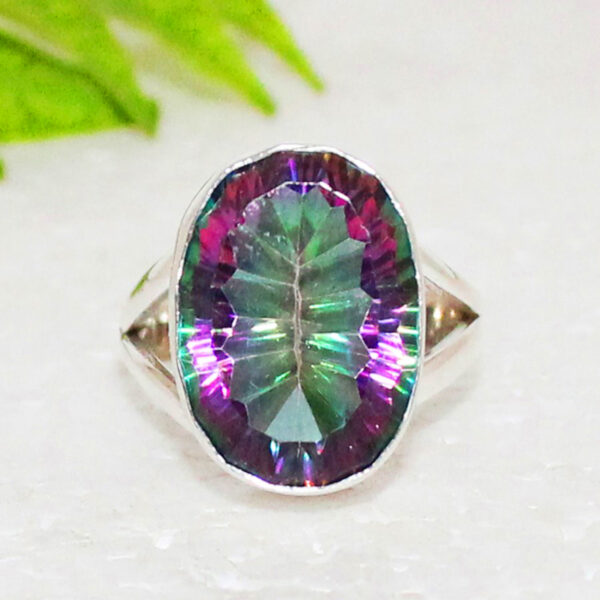 925 Sterling Silver Mystic Topaz Ring Handmade Jewelry Gemstone Birthstone Ring front picture