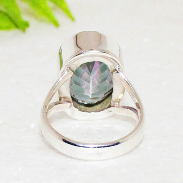 925 Sterling Silver Mystic Topaz Ring Handmade Jewelry Gemstone Birthstone Ring back picture