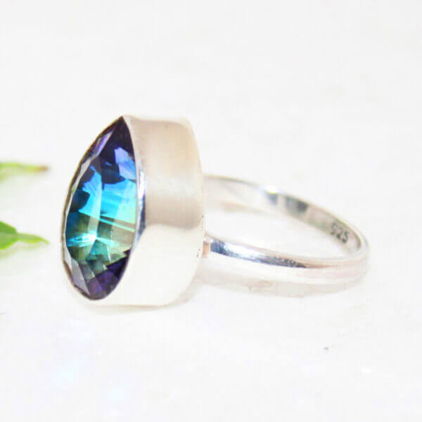 925 Sterling Silver Mystic Topaz Ring Handmade Jewelry Gemstone Birthstone Ring side picture