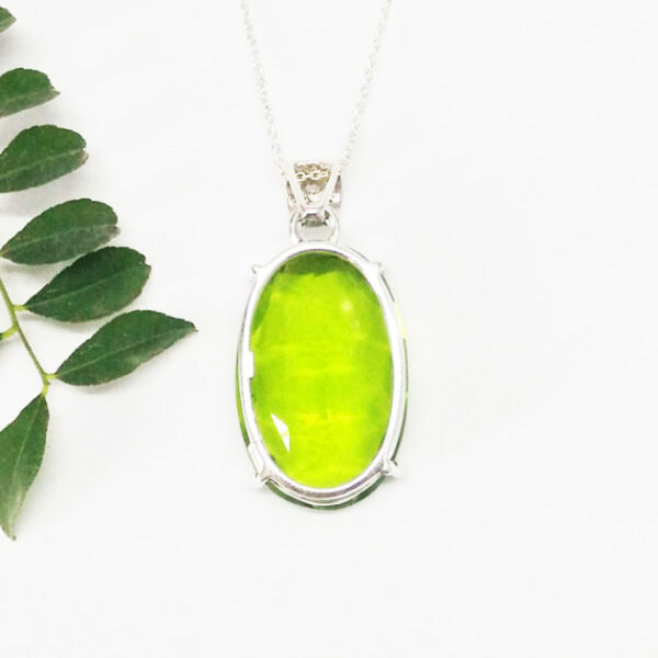 925 Sterling Silver Peridot Necklace Handmade Jewelry Gemstone Birthstone Pendant back picture