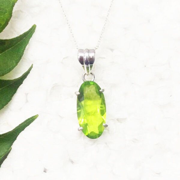 925 Sterling Silver Peridot Necklace Handmade Jewelry Gemstone Birthstone Pendant front picture
