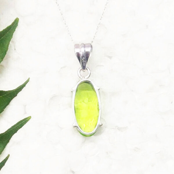 925 Sterling Silver Peridot Necklace Handmade Jewelry Gemstone Birthstone Pendant back picture