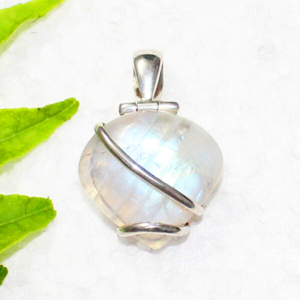 925 Sterling Silver Rainbow Moonstone Necklace Handmade Jewelry Gemstone Birthstone Pendant front picture