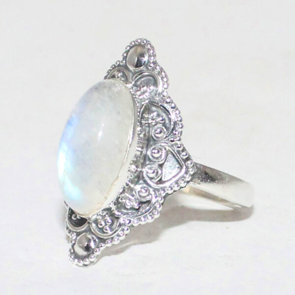 925 Sterling Silver Rainbow Moonstone Ring Handmade Jewelry Gemstone Birthstone Ring side picture