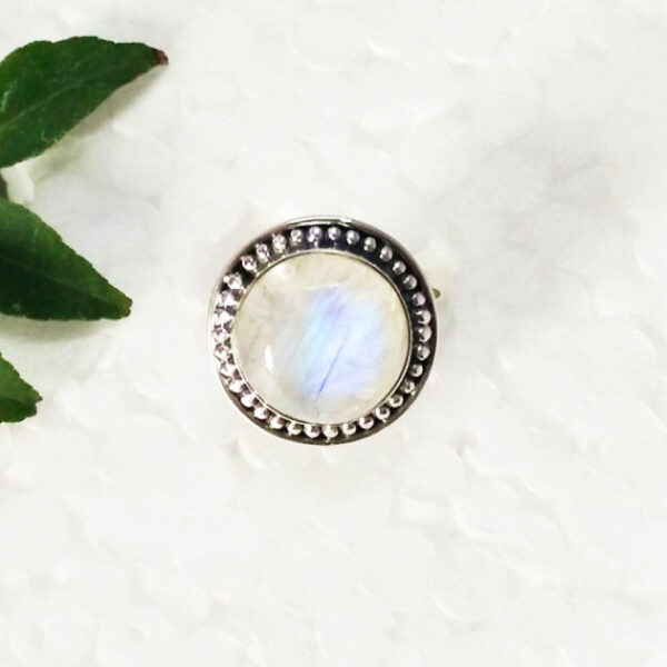 925 Sterling Silver Rainbow Moonstone Ring Handmade Jewelry Gemstone Birthstone Ring front picture