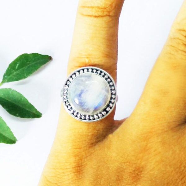 925 Sterling Silver Rainbow Moonstone Ring Handmade Jewelry Gemstone Birthstone Ring hand picture