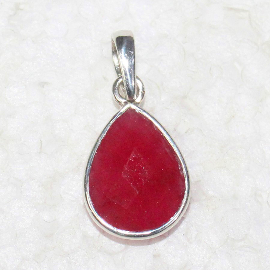 925 Sterling Silver Natural Ruby Necklace, Handmade Jewelry, Gemstone Birthstone Necklace, Free Silver Chain 18″, Gift For Women