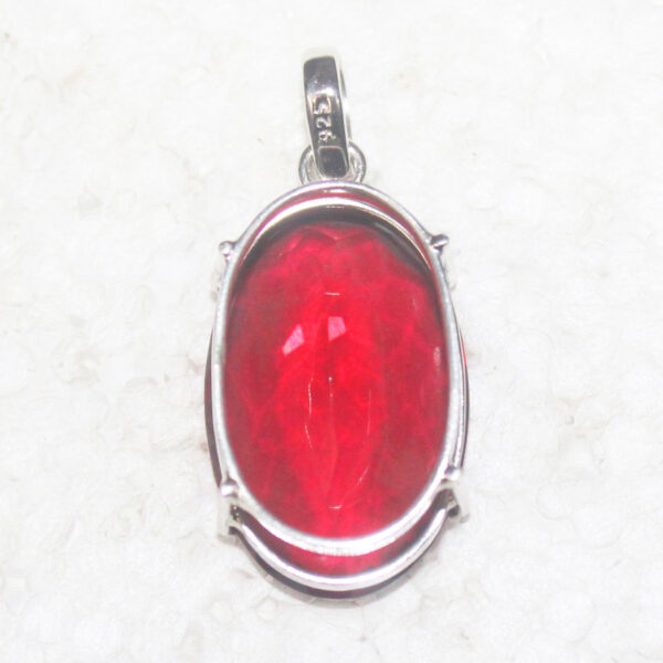 925 Sterling Silver Ruby Necklace Handmade Jewelry Gemstone Birthstone Pendant back picture