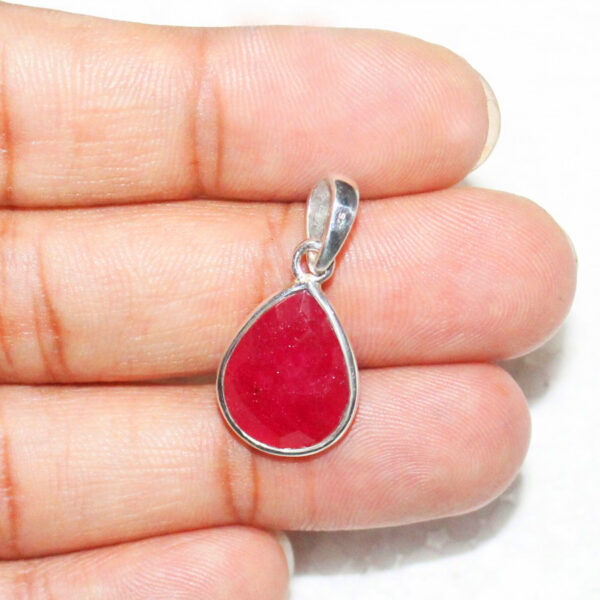 925 Sterling Silver Ruby Necklace Handmade Jewelry Gemstone Birthstone Pendant hand picture
