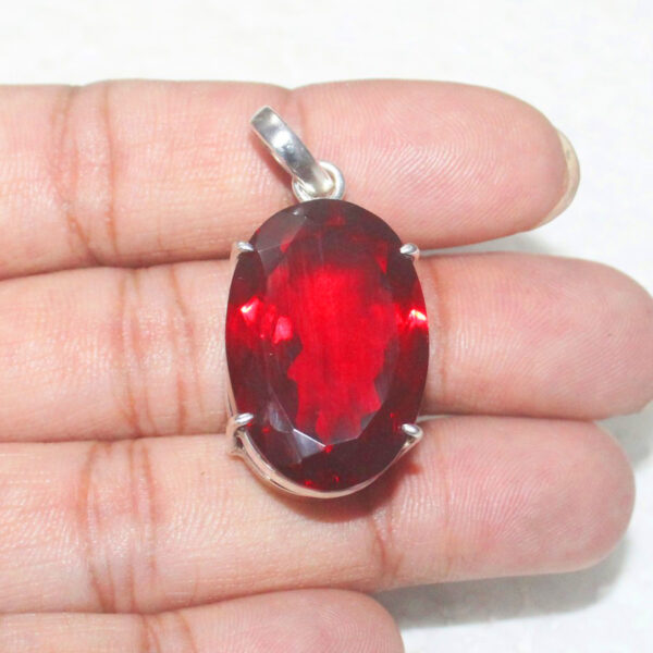 925 Sterling Silver Ruby Necklace Handmade Jewelry Gemstone Birthstone Pendant hand picture