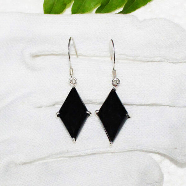 925 Sterling Silver Black Tourmaline Earrings Handmade Jewelry Gemstone Birthstone Earrings hand picture