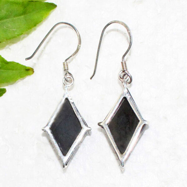 925 Sterling Silver Black Tourmaline Earrings Handmade Jewelry Gemstone Birthstone Earrings back picture