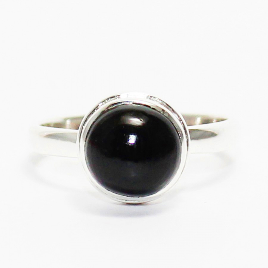 925 Sterling Silver Natural Black Tourmaline Ring, Handmade Jewelry, Gemstone Birthstone Ring, Gift For Women