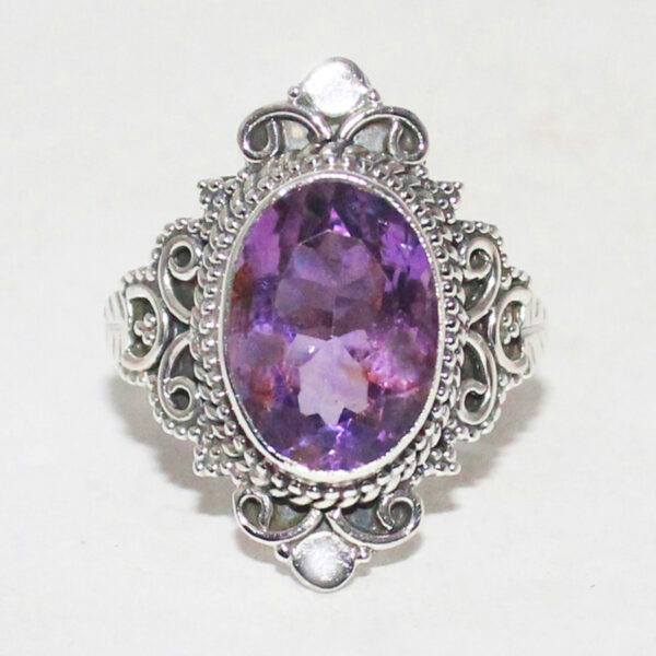 925 Sterling Silver Amethyst Ring Handmade Jewelry Gemstone Birthstone Ring front picture