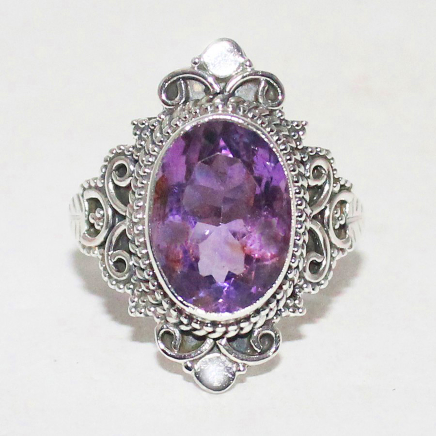 925 Sterling Silver Amethyst Ring, Handmade Jewelry, Gemstone Birthstone Ring, Gift For Women