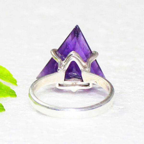 925 Sterling Silver Amethyst Ring Handmade Jewelry Gemstone Birthstone Ring back picture
