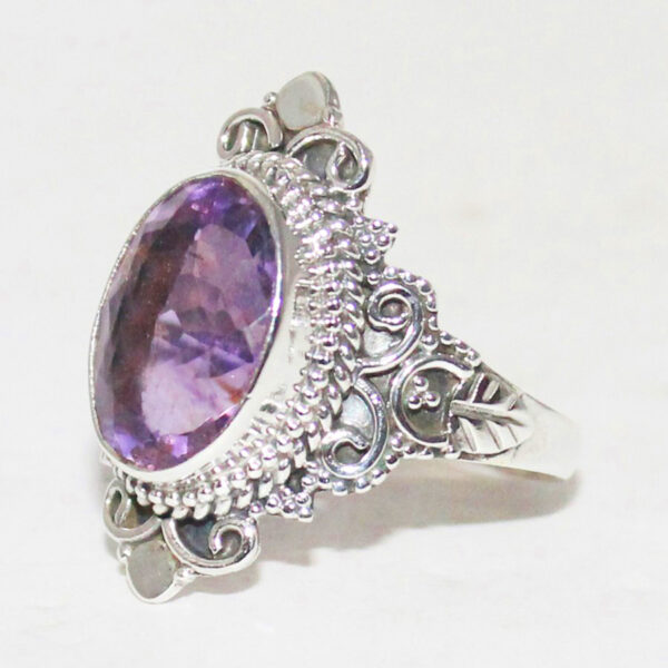 925 Sterling Silver Amethyst Ring Handmade Jewelry Gemstone Birthstone Ring side picture
