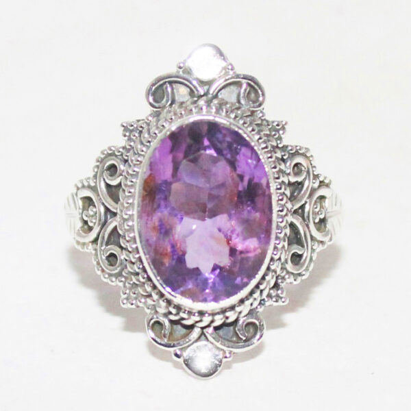 925 Sterling Silver Amethyst Ring Handmade Jewelry Gemstone Birthstone Ring front picture