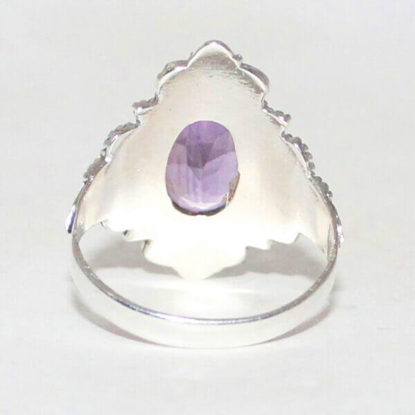 925 Sterling Silver Amethyst Ring Handmade Jewelry Gemstone Birthstone Ring back picture