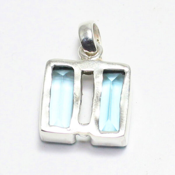 925 Sterling Silver Blue Topaz Necklace Handmade Jewelry Gemstone Birthstone Pendant back picture