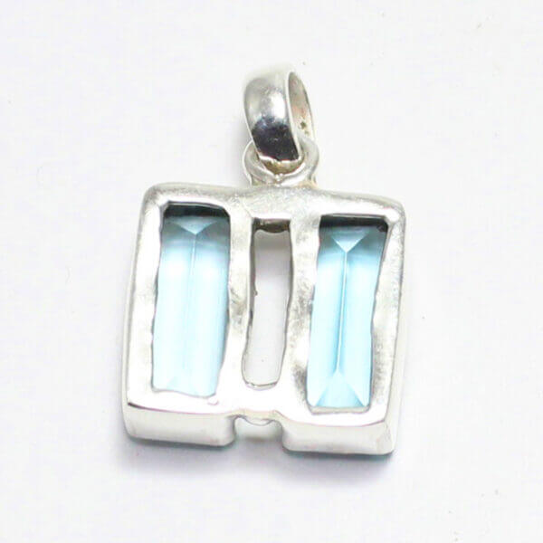 925 Sterling Silver Blue Topaz Necklace Handmade Jewelry Gemstone Birthstone Pendant back picture