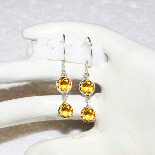 925 Sterling Silver Citrine Earrings Handmade Jewelry Gemstone Birthstone Earrings hand picture
