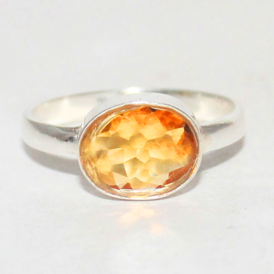 925 Sterling Silver Natural Golden Topaz Ring, Handmade Jewelry, Gemstone Birthstone Ring, Gift For Her