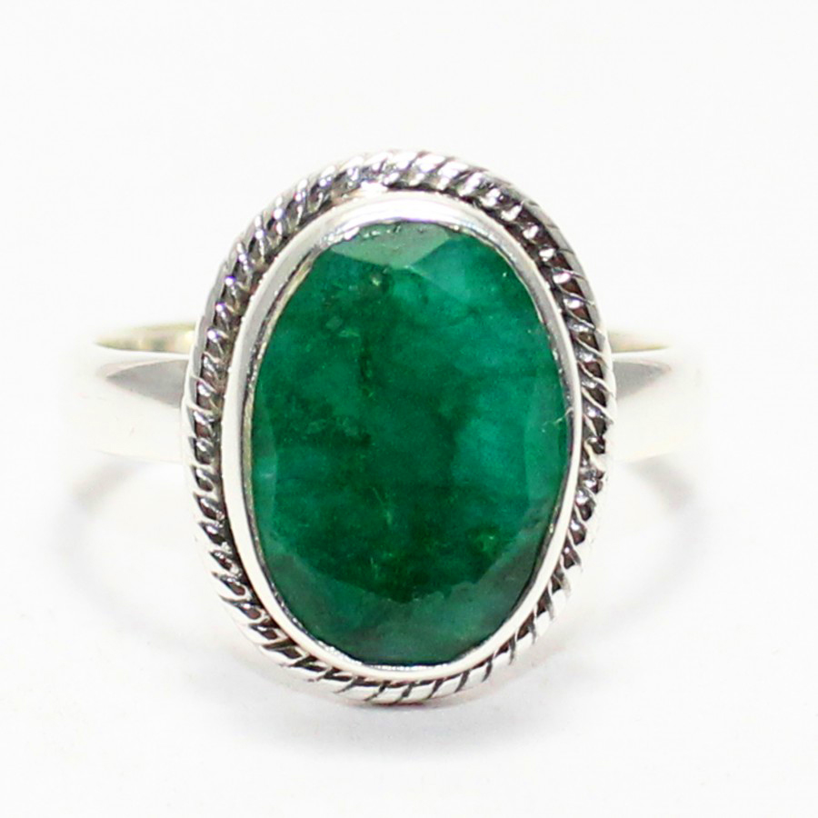 925 Sterling Silver Natural Emerald Ring, Handmade Jewelry, Gemstone Birthstone Ring, Gift For Her