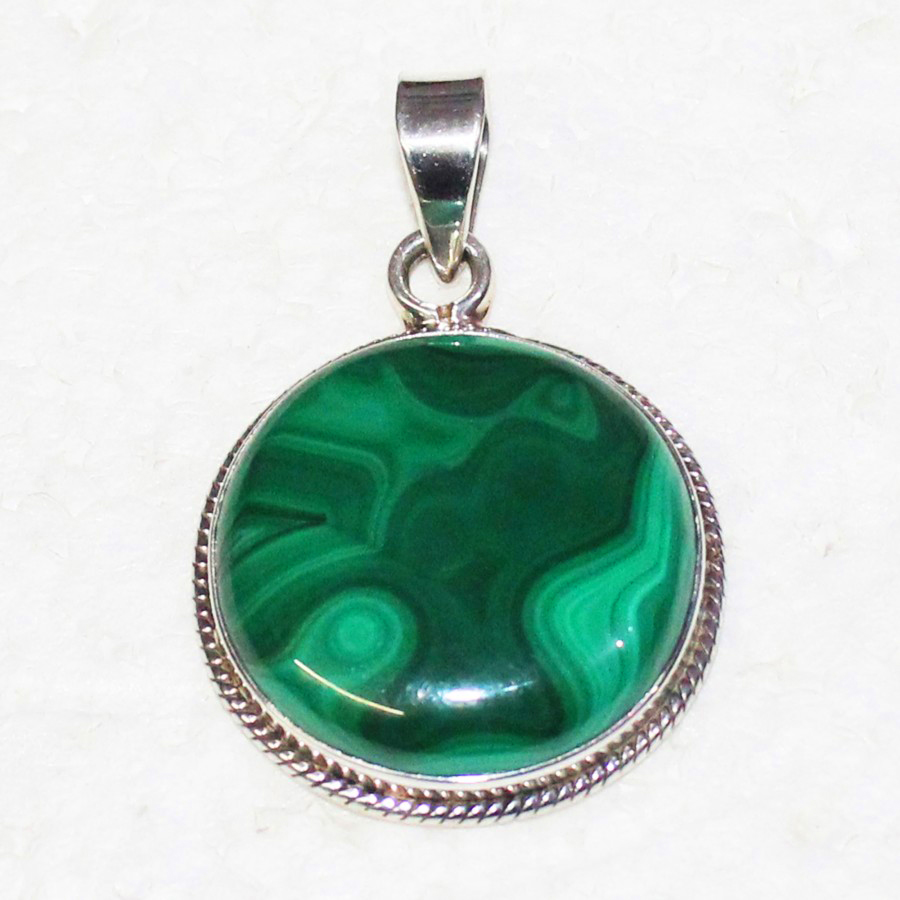 925 Sterling Silver Malachite Necklace, Handmade Jewelry, Gemstone Birthstone Necklace, Free Silver Chain 18″, Gift For Women