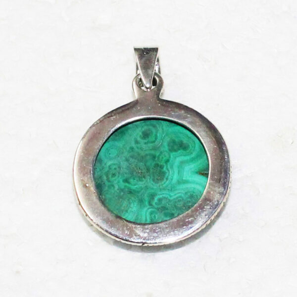 925 Sterling Silver Malachite Necklace Handmade Jewelry Gemstone Birthstone Pendant back picture