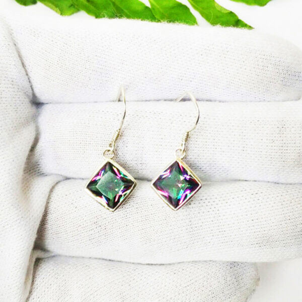 925 Sterling Silver Mystic Topaz Earrings Handmade Jewelry Gemstone Birthstone Earrings hand picture