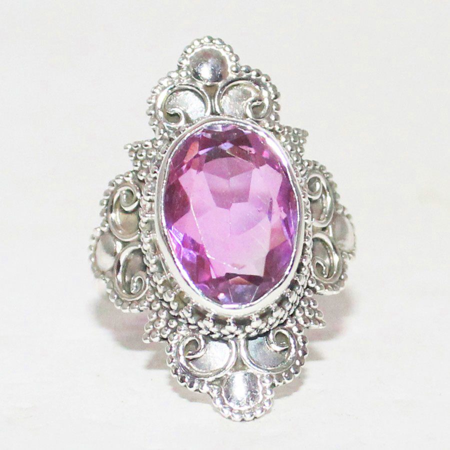 925 Sterling Silver Pink Topaz Ring, Handmade Jewelry, Gemstone Birthstone Ring, Gift For Her