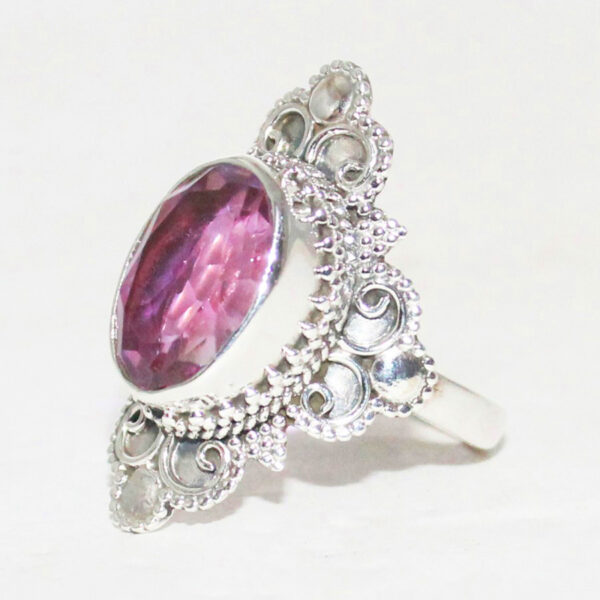 925 Sterling Silver Pink Topaz Ring Handmade Jewelry Gemstone Birthstone Ring side picture
