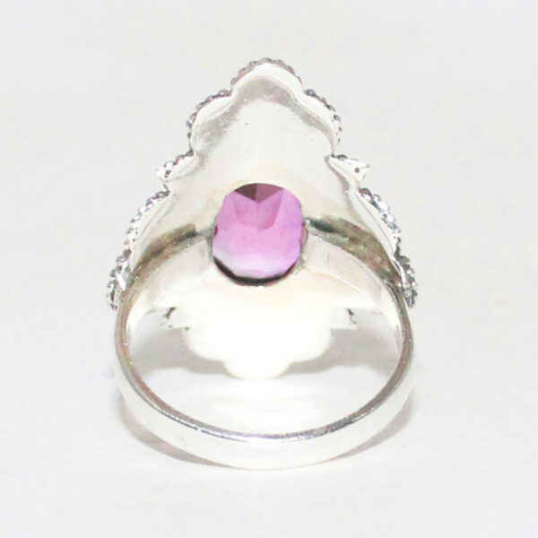 925 Sterling Silver Pink Topaz Ring Handmade Jewelry Gemstone Birthstone Ring back picture