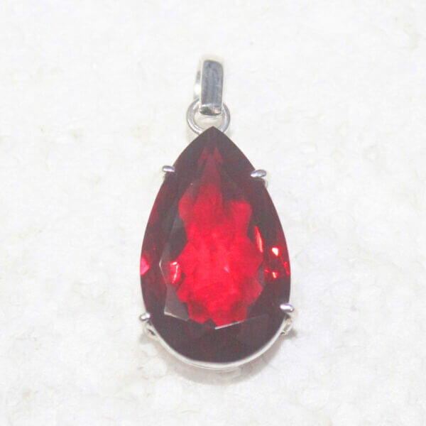 925 Sterling Silver Ruby Necklace Handmade Jewelry Gemstone Birthstone Pendant front picture