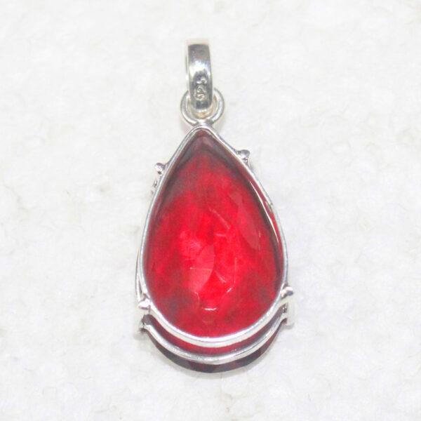925 Sterling Silver Ruby Necklace Handmade Jewelry Gemstone Birthstone Pendant back picture