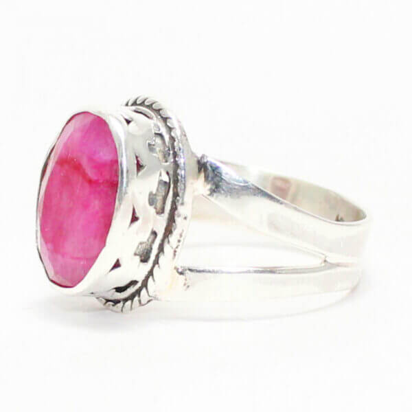 925 Sterling Silver Ruby Ring Handmade Jewelry Gemstone Birthstone Ring side picture