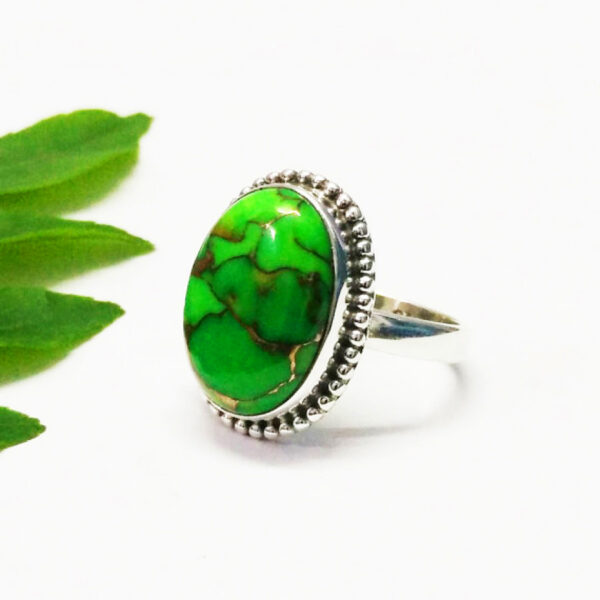 925 Sterling Silver Turquoise Ring Handmade Jewelry Gemstone Birthstone Ring side picture