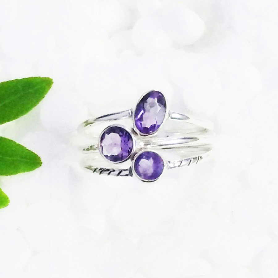 925 Sterling Silver Amethyst Ring, Handmade Jewelry, Gemstone Birthstone Ring, Gift For Her