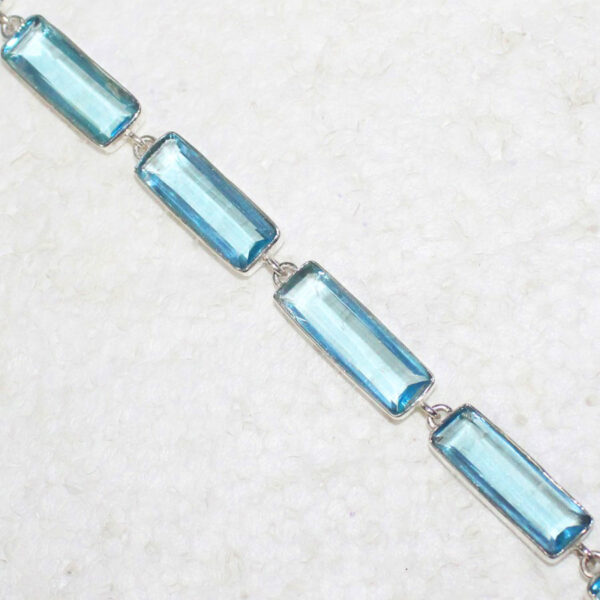 925 Sterling Silver Blue Topaz Bracelet Handmade Jewelry Gemstone Birthstone Bracelet