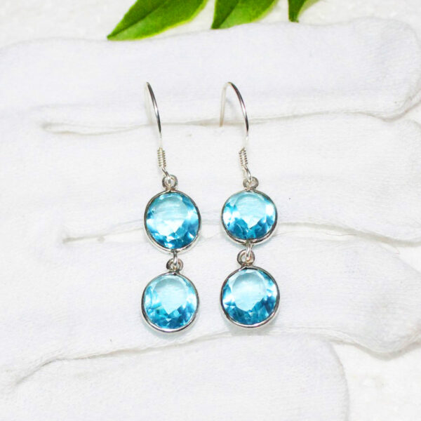 925 Sterling Silver Blue Topaz Earrings Handmade Jewelry Gemstone Birthstone Earrings